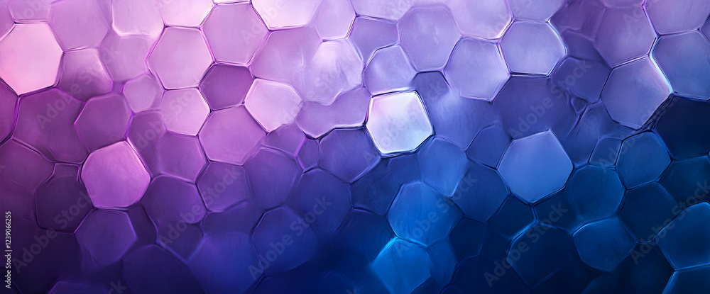 Poster abstract purple and blue background with a hexagonal pattern