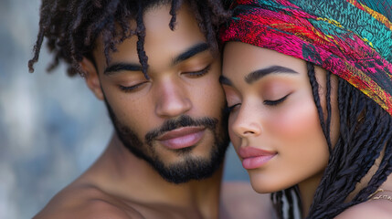 Obraz premium Loving Partners Portrait with Warm Soft Lighting