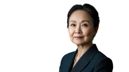 Confident senior businesswoman smiling on transparent background