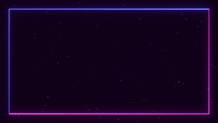 Obraz premium neon lights pink and blue square frame dark background, abstract technology and futuristic blank social media design element 