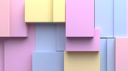 Fototapeta premium Abstract pastel geometric background with overlapping squares and rectangles.
