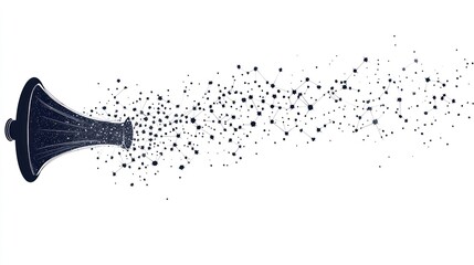 Abstract megaphone emitting data stream.