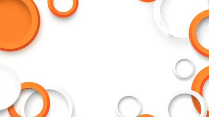 Abstract orange and white circles on white background.