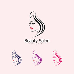 Beauty Salon or Hair Treatment Logo Vector Design Template