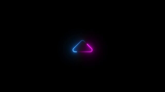 Blue and pink color glow neon caret-up icon animation