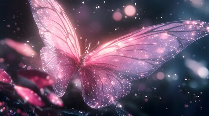 Enchanted Sparkling Butterfly with Ethereal Magical Glow