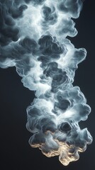 Thick swirling smoke captured against a dark backdrop, creating a dramatic visual effect.