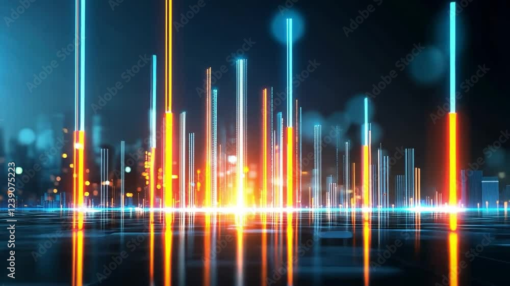 Aufkleber dynamic visual representation of audio frequencies in a futuristic digital landscape