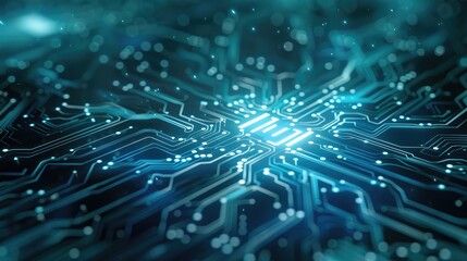 Abstract Circuit Board With Glowing Connections