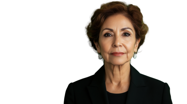 Confident senior businesswoman posing on transparent background