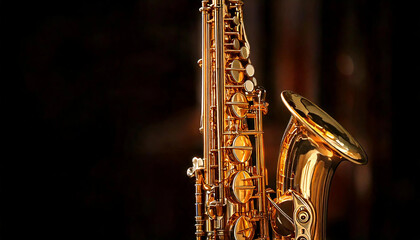 Obraz premium close up saxophone in black background
