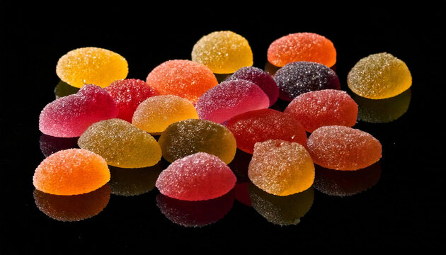 colorful jelly beans in black background