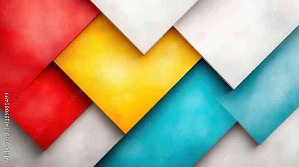 Poster an artistic composition featuring vibrant colored layers in a geometric arrangement, showcasing a bl