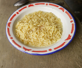 Original noodle soup on a plate