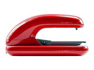 Sleek red stapler, office supplies, isolated on transparent background, PNG, cut out