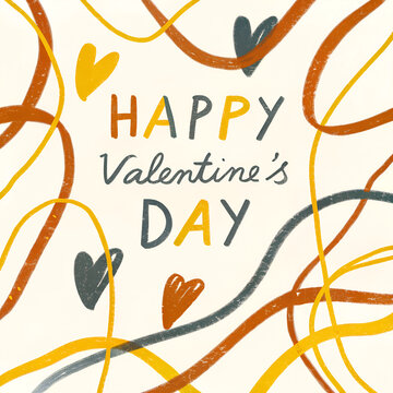 Happy valentines day Thand drawing text design 