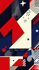 Fototapeta premium Abstract Geometric Red White And Blue Design