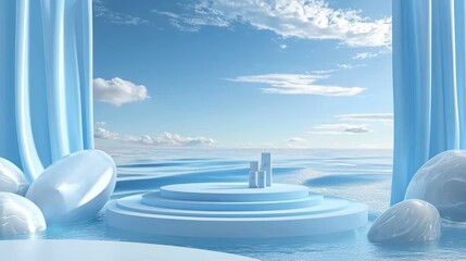 Fototapeta premium Vibrant Product Display for Beach Cosmetics Sale