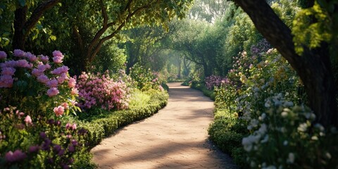 Fototapeta premium Beautiful Pink Garden Path