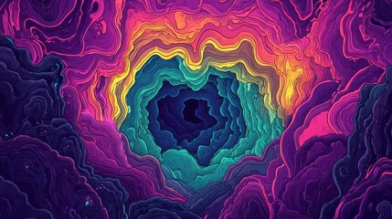 Abstract Rainbow Swirl Cave Digital Art