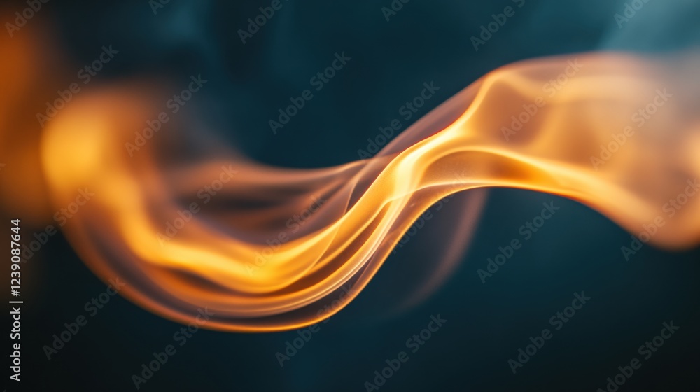 Poster abstract flowing orange wave against dark blue backdrop creating a dynamic and fluid texture