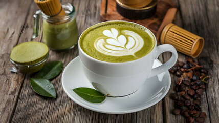 A cozy morning setup with a cup of coffee, hot chocolate, and a coffee cup with cinnamon sticks, surrounded by fresh flowers and a warm, inviting atmosphere