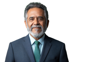 Portrait of smiling senior businessman with transparent background