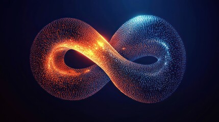 Glowing infinity symbol, abstract digital art.