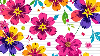 Fototapeta premium Floral Lines: Abstract Art on Notebook Paper