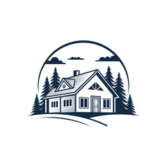 building home silhouette vector logo design