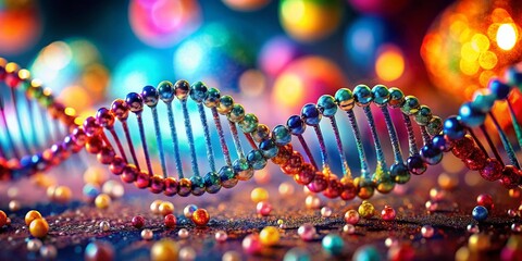 Fototapeta premium Miniature DNA Helix: Microscopic Genetic Code Background