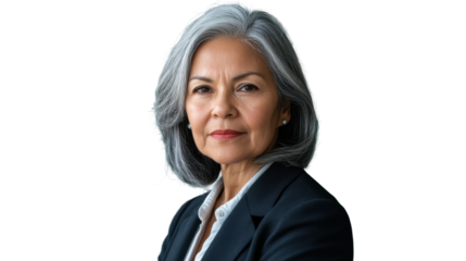 Confident senior businesswoman posing with transparent background