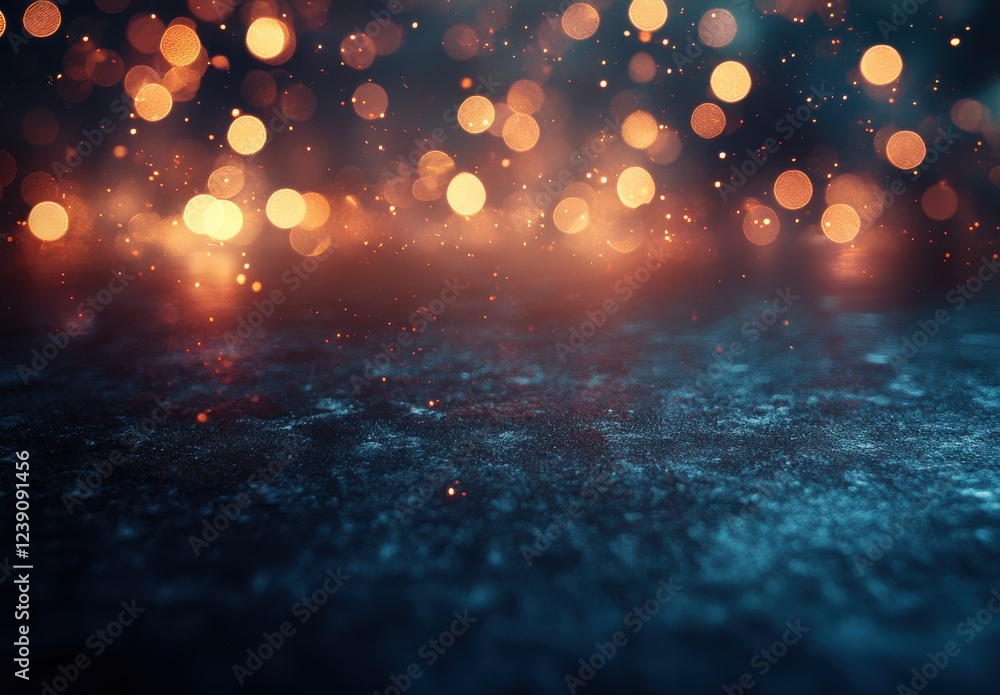 Poster glowing dust particles and bokeh background in soft ambient light