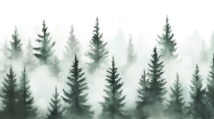 Artistic representation of a tranquil forest in watercolor.