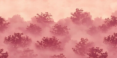 Enchanting Pink Mist Forest Dreamlike Trees Soft Hues Artistic Background