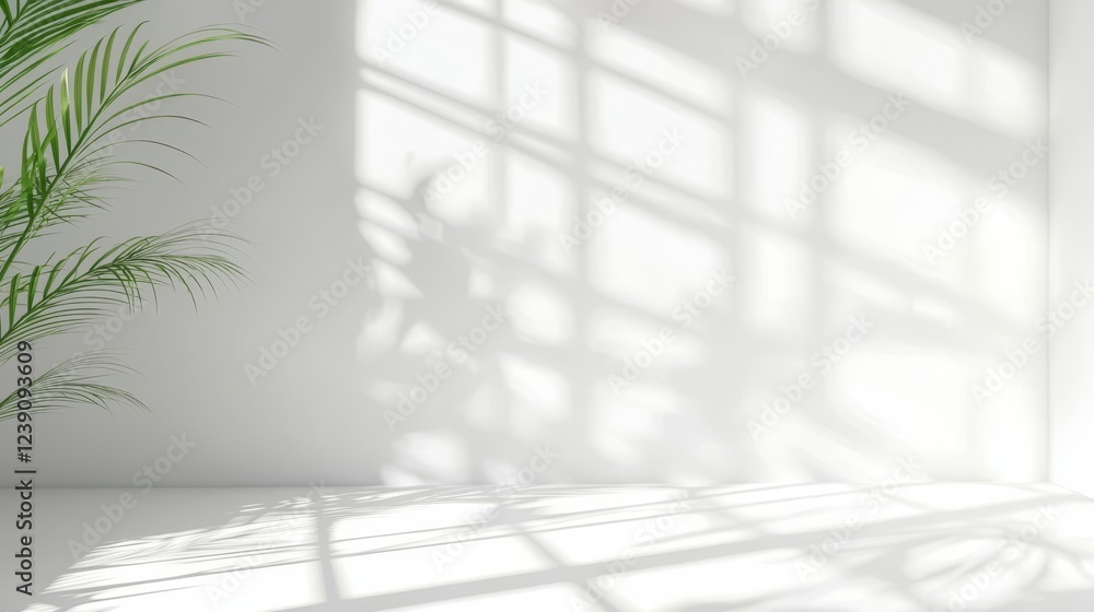 Poster blurred window shadows creating texture on a white wall.