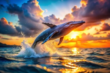 Obraz premium Miniature Whale Ocean Scene: Tilt-Shift Photography