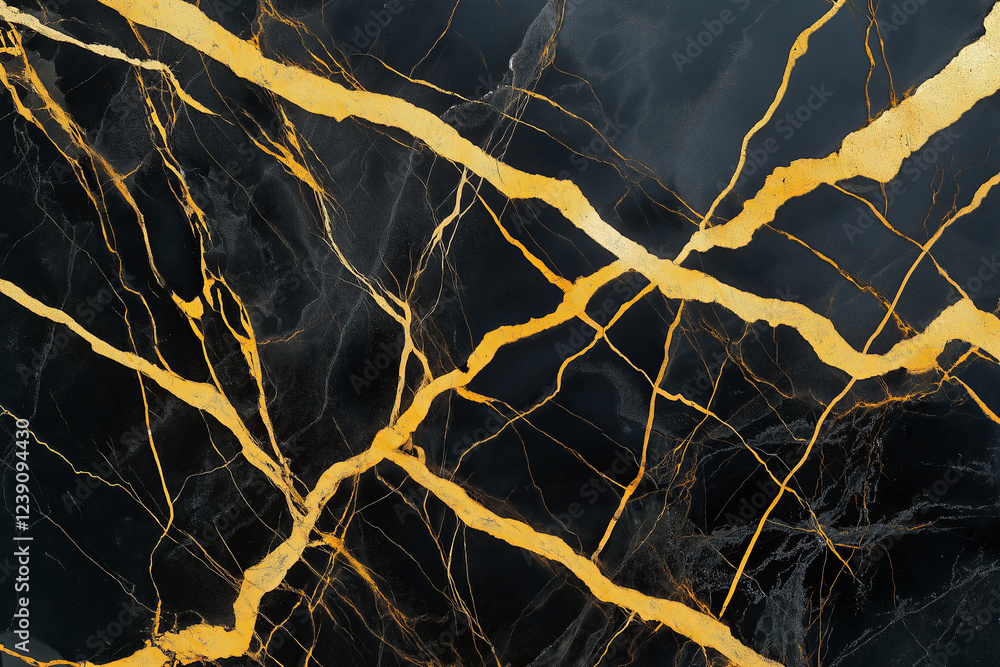 Poster a golden and black marble texture with soft, elegant veins running through it