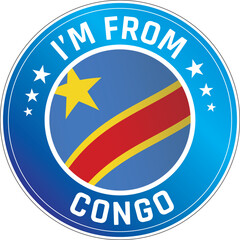 I'm From Congo. Can be used as a sticker or a badge on bikes, helmets, cars, tail box on bikes, suitcase, backpacks, keychains and more.