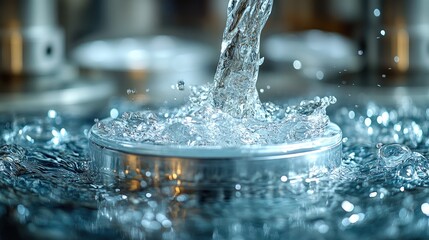 A close-up view of a water treatment facility,