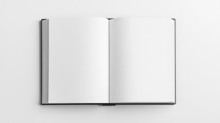 Open blank notebook on white background,  ready for text or design