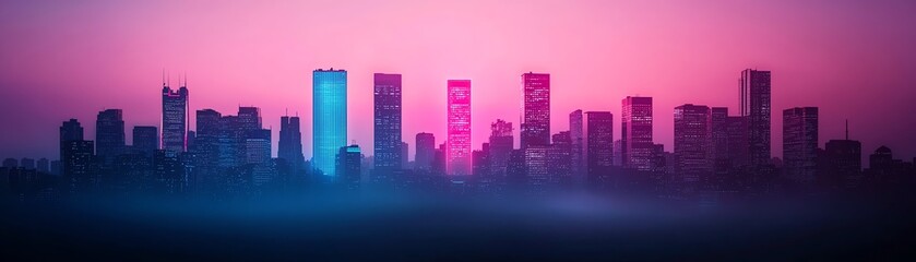 Stunning skyline with vibrant sunset colors.