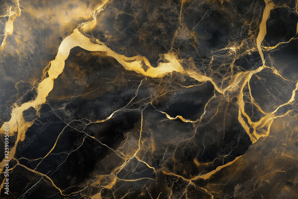 Poster a golden and black marble texture with soft, elegant veins running through it