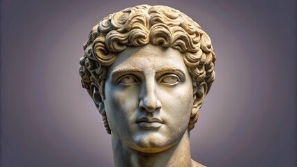Obraz premium Minimalist Ancient Greek Sculpture Portrait PNG Elements