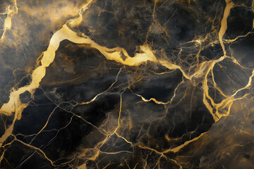 A golden and black marble texture with soft, elegant veins running through it