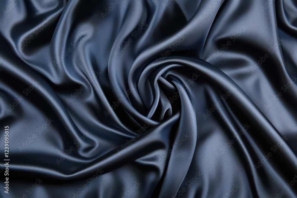 Poster luxurious deep blue satin fabric with elegant swirl pattern for background and textile use