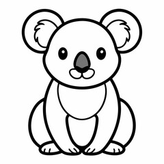 Simple a Koala line art vector design white background