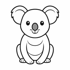 Simple a Koala line art vector design white background