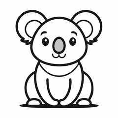 Simple a Koala line art vector design white background