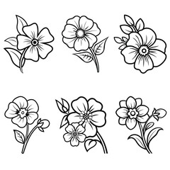 Flowers line art coloring page vector illustration for adult 